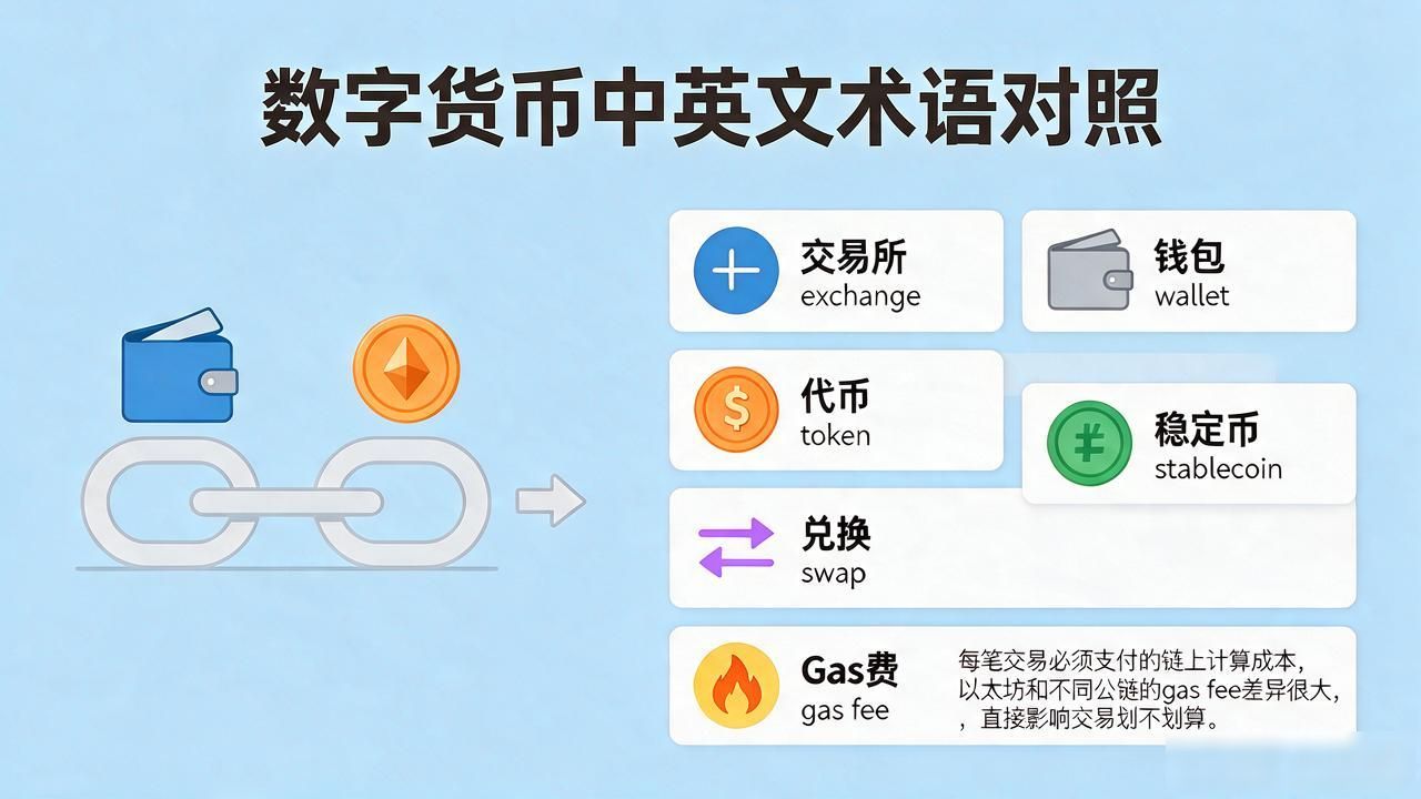 学数字货币总被英文术语卡住？这份中英文对照帮你一次搞懂