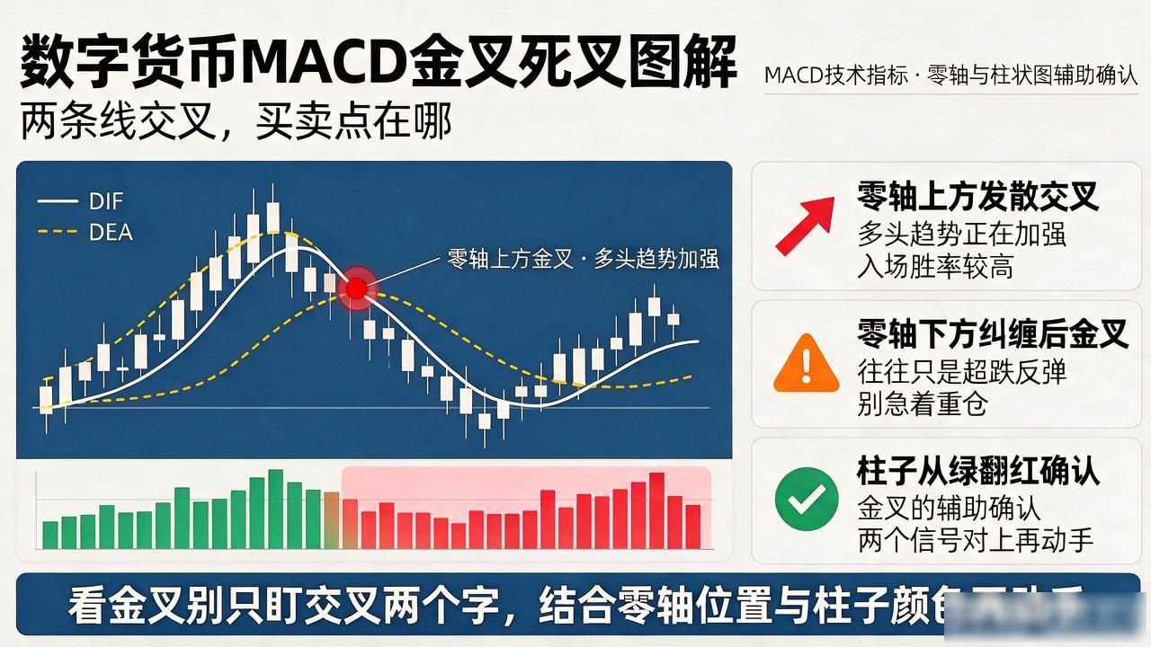 数字货币MACD金叉死叉图解：两条线交叉，买卖点在哪